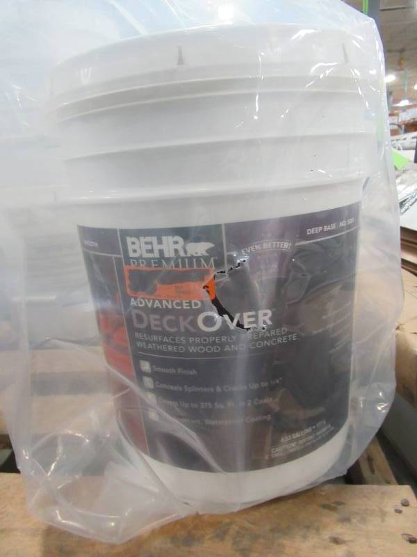 lot 359 image: Behr Premium Advanced Deckover 5 gal. #SC-533 Cedar Naturaltone Smooth Solid Color Exterior Wood and Concrete Coating, 500005