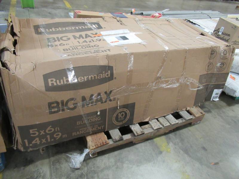 lot 229 image: Rubbermaid Big Max 5 ft. x 6 ft. Plastic Shed. 1967672 Issues