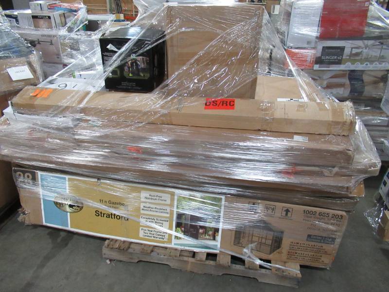 lot 278 image: WHOLESALE MIXED PALLET OF RETURNS - FIREPIT, GAZEBO PARTS, AND SMALL HOUSEWARES