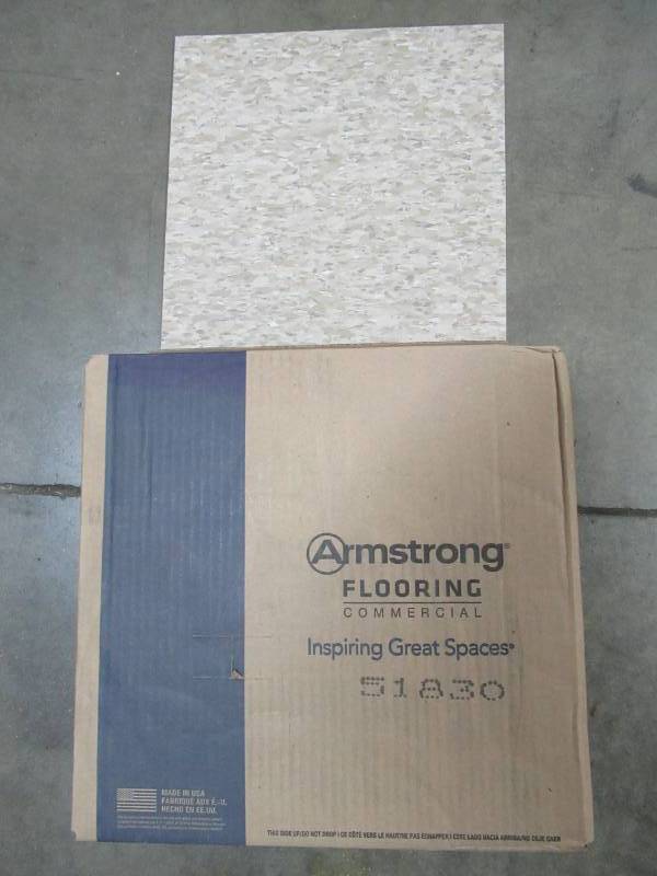 lot 237 image: 1 Case of Armstrong Standard Excelon Imperial Texture Commercial Vinyl Floor Tile, Cottage Tan, 12 X 12 VCT (45 Sq FtCase) 18 In.