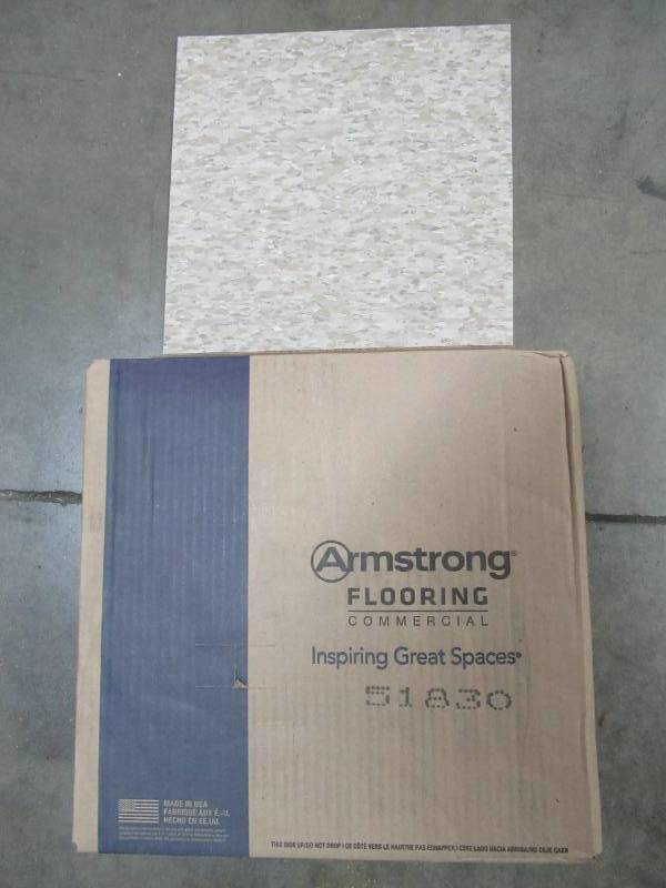 lot 251 image: 1 Case of Armstrong Standard Excelon Imperial Texture Commercial Vinyl Floor Tile, Cottage Tan, 12 X 12 VCT (45 Sq FtCase) 18 In.