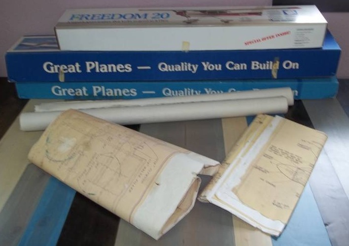 lot 162 image: Model Airplane Boxes and Blueprints