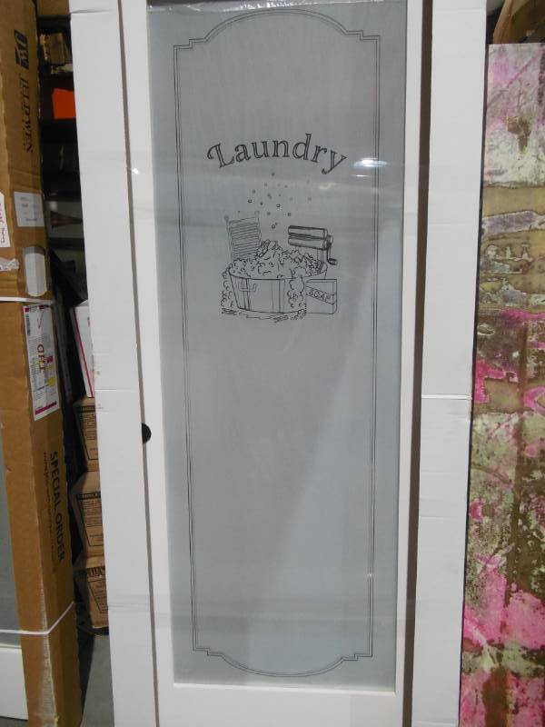 lot 80 image: Feather River Doors 32 in. x 80 in. 1 Lite Laundry Smooth Primed MDF Interior Door Slab