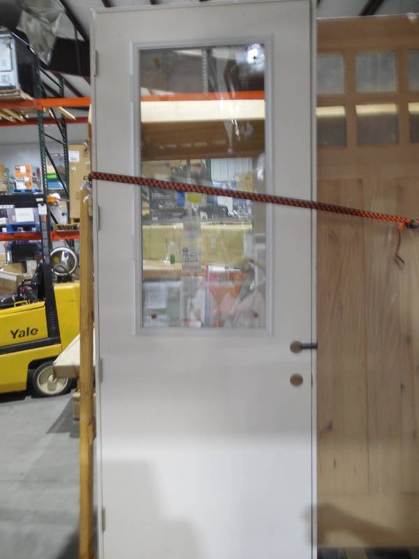 lot 86 image: 36 X 96 NON-TEMPERED GLASS DOOR. MINOR DINGS ON JAMB