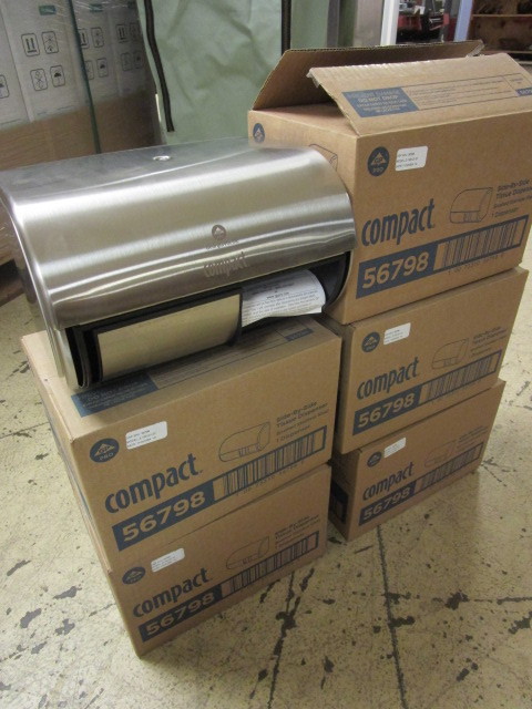 lot 422 image: GEORGIA-PACIFIC STAINLESS STEEL DOUBLE TOILET TISSUE DISPENSERS