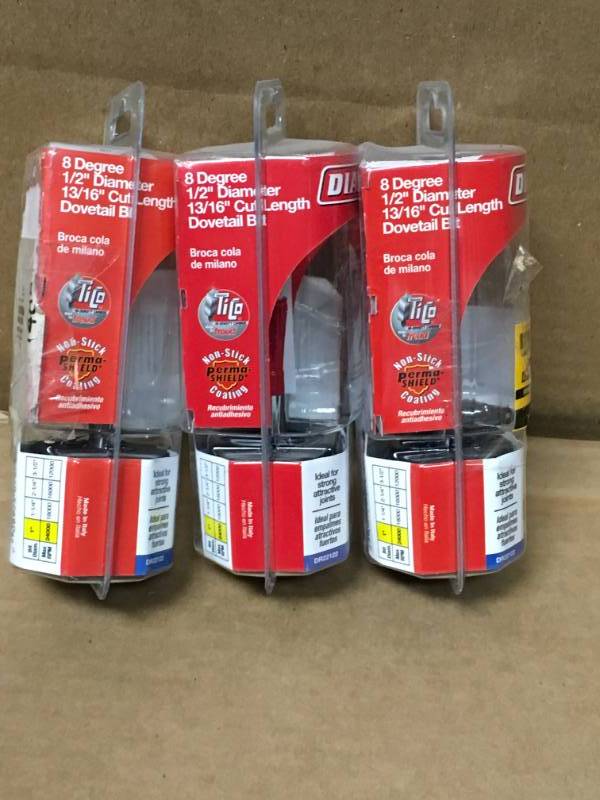 (Lot of 3) Diablo  12 in. x 1316 in. Carbide Dovetail Router Bits- good condition