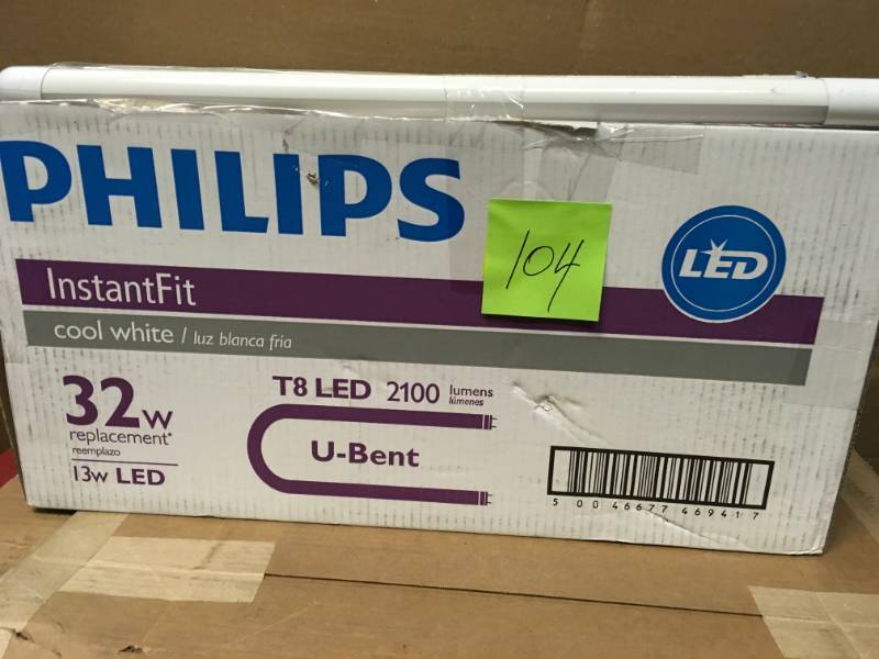 Philips 32-Watt Equivalent T8 LED InstantFit U-Bent Light Bulb Cool White Plastic Bulbs- not used