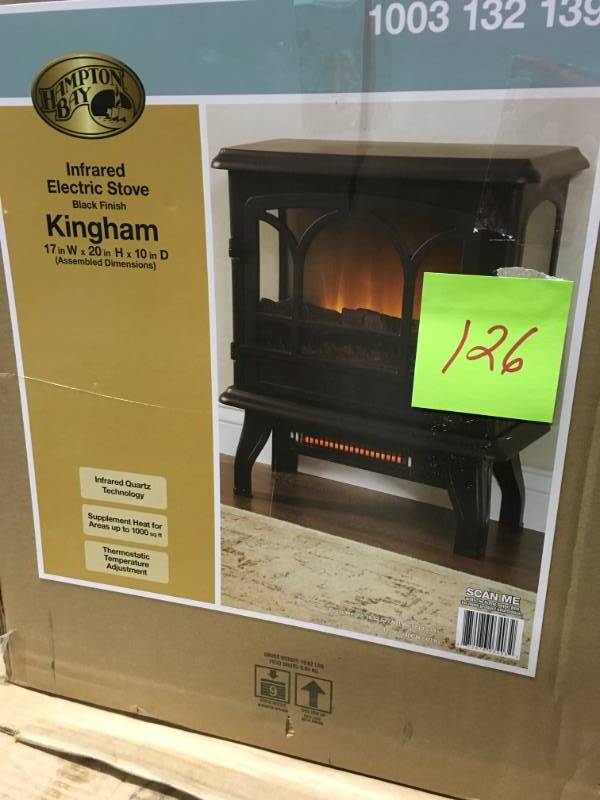 StyleWell Kingham 1,000 sq. ft. Panoramic Infrared Electric Stove in Black with Electronic Thermostat- not used