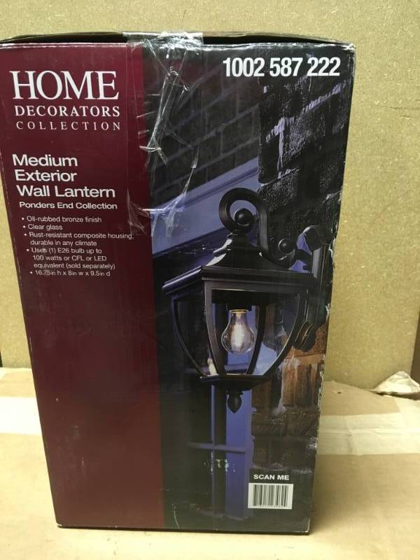 Home Decorators Collection 1-Light Oil-Rubbed Bronze Outdoor 8 in. Wall Lantern Sconce with Clear Glass- not used