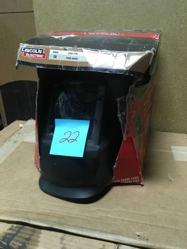 lot 22 image: Lincoln Electric Basic Welding Helmet with No. 10 Lens (4-12 in. x 5-14 in. Viewing Area)- good condition