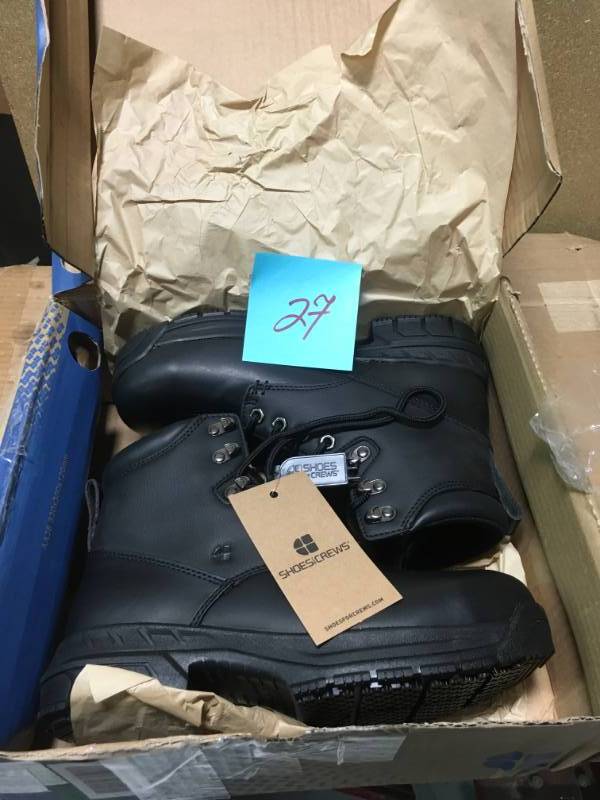 lot 27 image: Shoes For Crews Womens August Wellington Work Boots - Steel Toe - Black Size 8.5(M)- not used