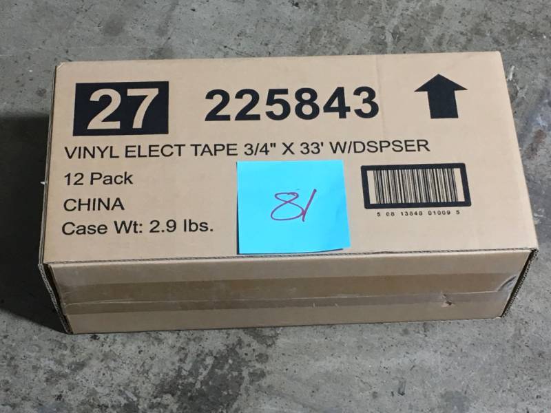 lot 81 image: (Lot of 12 rolls) Vinyl Electrical Tape, Super 33 Black 66