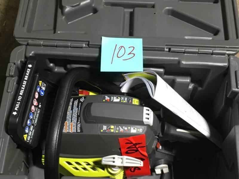 lot 103 image: RYOBI 16 in. 37cc 2-Cycle Gas Chainsaw with Heavy-Duty Case- good condition