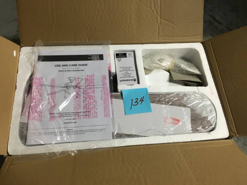lot 134 image: Trice 52 in. LED Matte White Ceiling Fan- open box