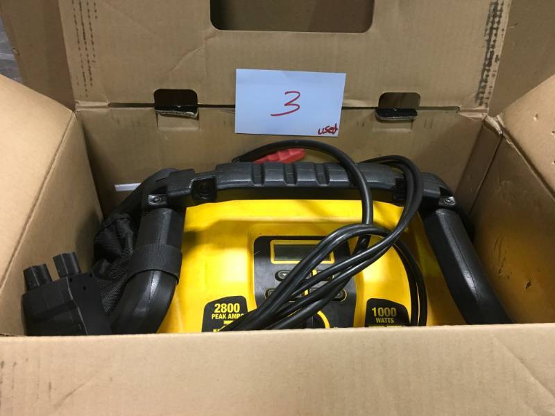 lot 3 image: DEWALT 2800 Peak Amp Jump Starter 1000-Watt Power Inverter with Digital Compressor  USED