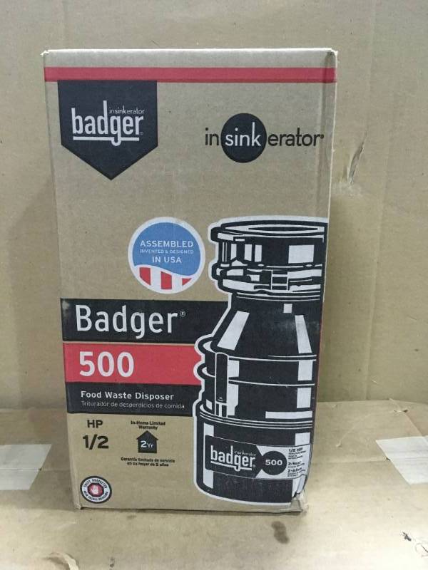 lot 9 image: InSinkErator Badger 500 12 HP Continuous Feed Garbage Disposal- good condition