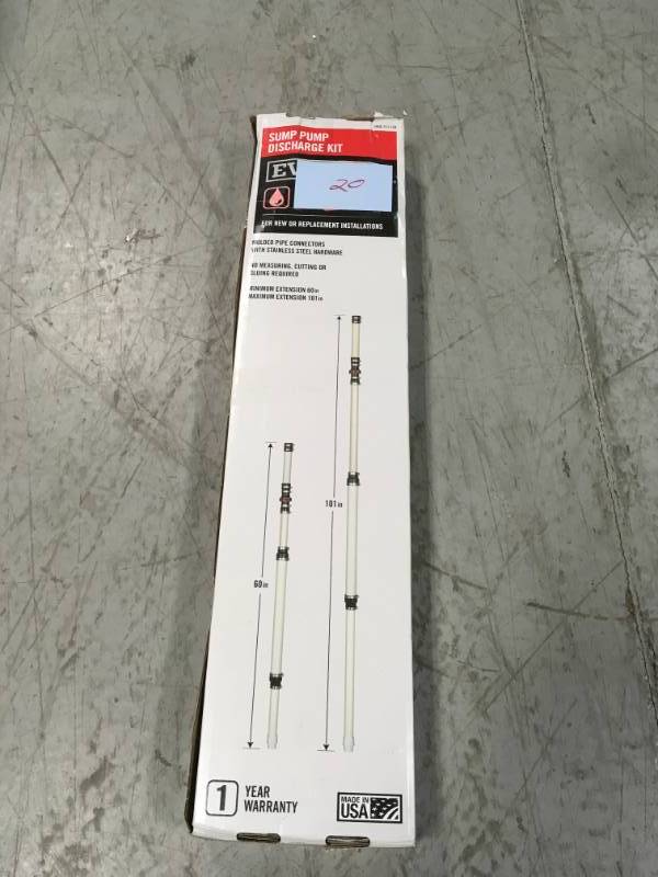 lot 20 image: Sump Pump Discharge Kit- good condition