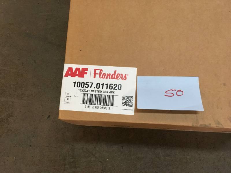 lot 50 image: Flanders PrecisionAire 16 in. x 20 in. x 1 in. Nested Fiberglass Filters (4 Pack)- not used