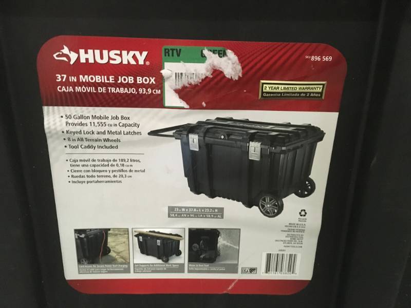 lot 69 image: Husky 37 in. Rolling Tool Box Utility Cart Black  LOCK MISSING KEY DOES NOT OPEN