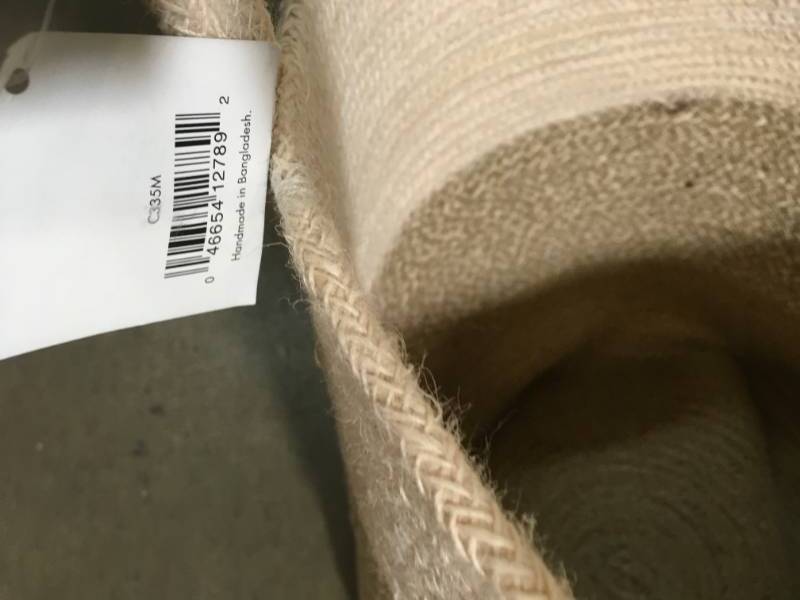lot 75 image: Jute Natural Round Basket with Long Handles- good condition