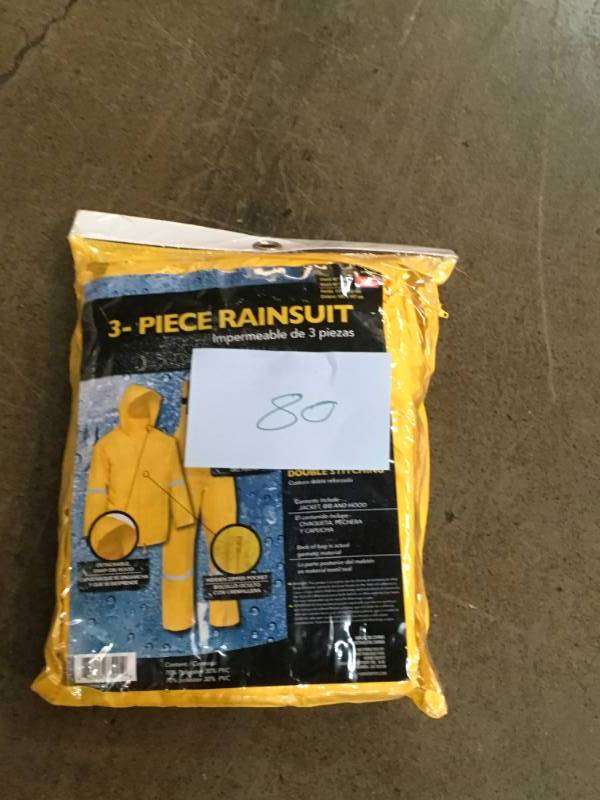lot 80 image: X-Large Rain Suit (3-Piece)- not used