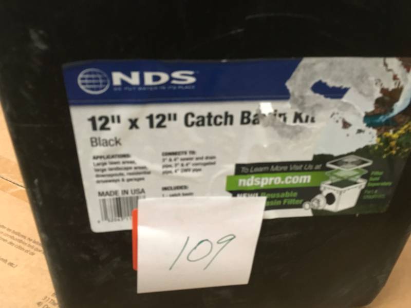 lot 109 image: NDS 12 in. x 12 in. Catch Basin, 2-Opening Kit- not used