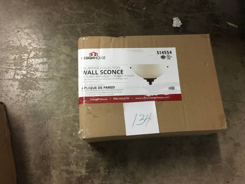 lot 134 image: Design House Millbridge 1-Light Oil-Rubbed Bronze Wall Sconce- not used