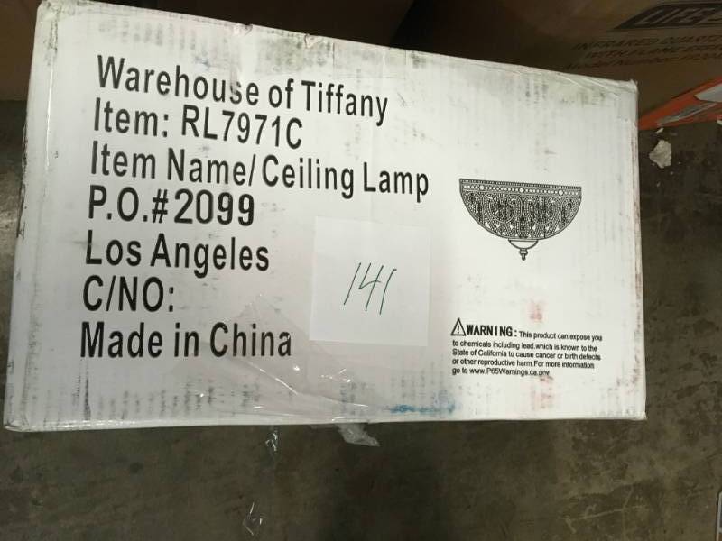 lot 141 image: Warehouse of Tiffany Claire 3-Light Bronze Flush Mount- not used