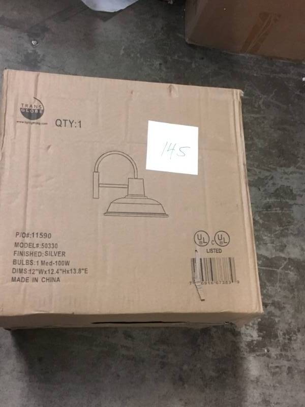lot 145 image: Trans Globe 50330-SL Tacoma Modern Silver Outdoor Wall Light Sconce-good condition