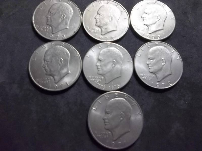 7-Ike Dollars 1971, 1972 & 1976 Bicentennial
