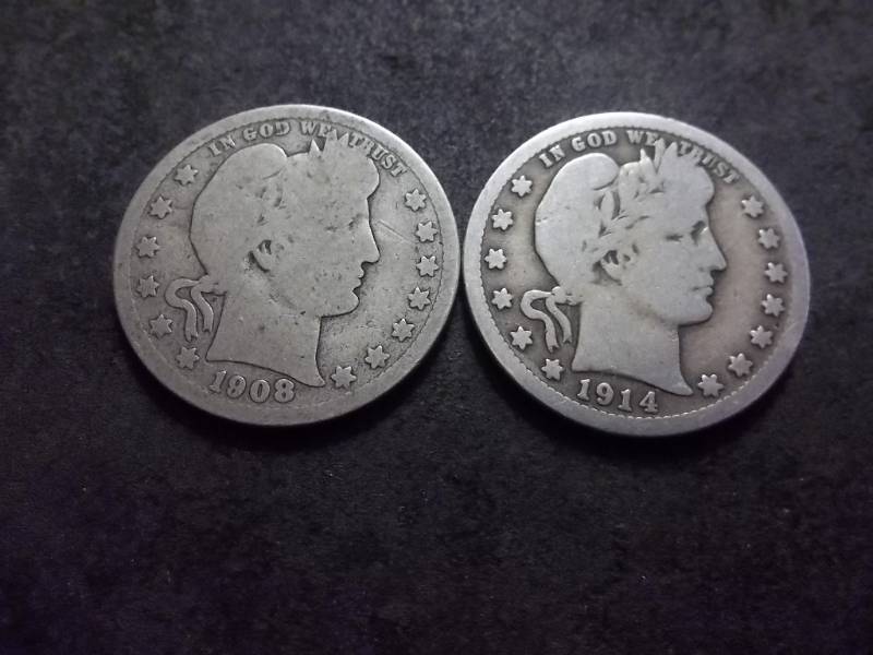 1908 D, 1914 D Barber Quarters