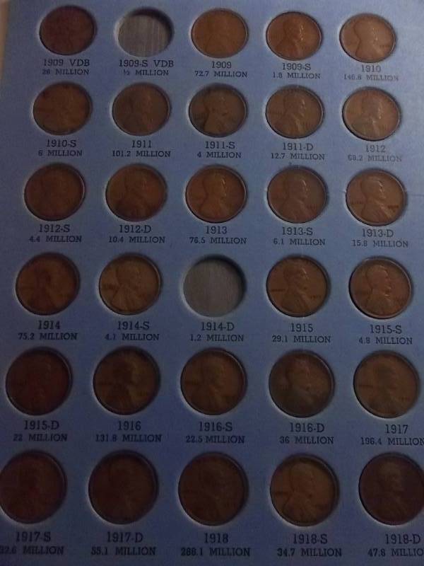 Nearly Complete Lincoln Head Cent Collection In Whitman Album. 1909-1940.