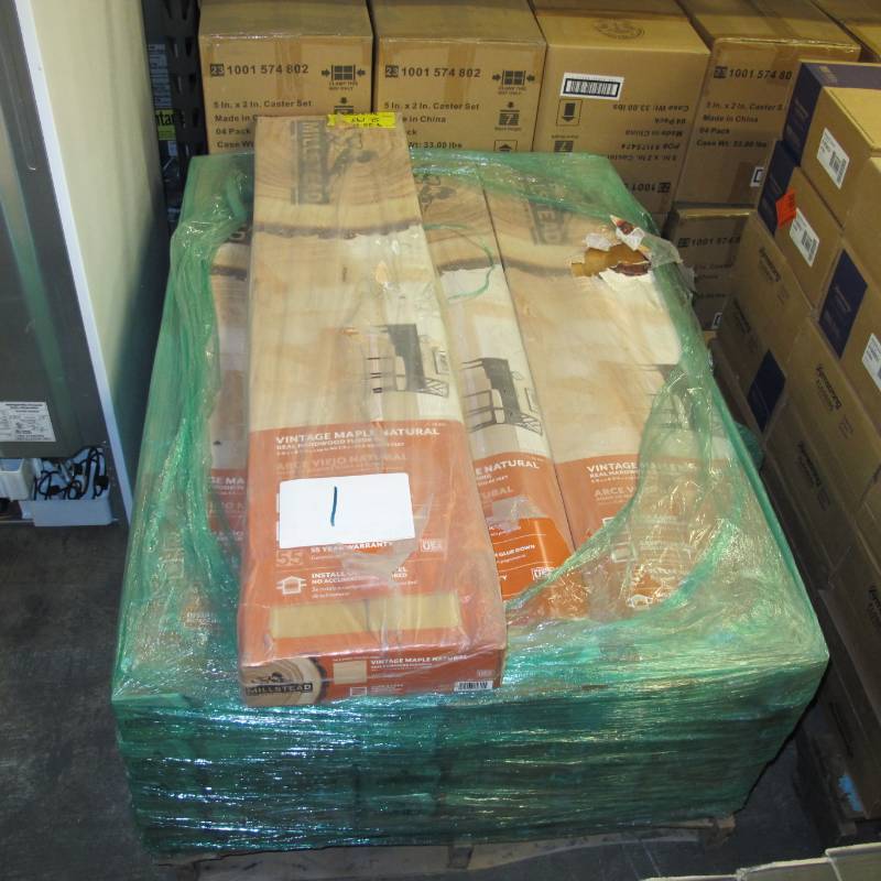 lot 1 image: 16 Cases of Heritage Mill Vintage Maple Natural High Gloss 38 in. x 4-34 in. Random Length Engineered Click Hardwood Flooring (22.5 sq.ft.case)