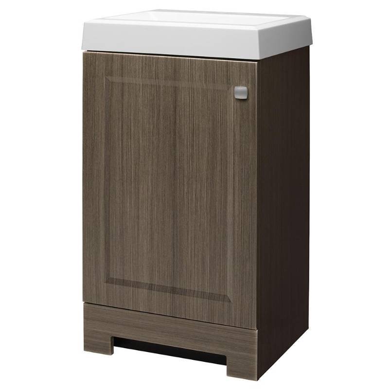 lot 27 image: Glacier Bay Shaila 18-12 in. W Bath Vanity in Silverleaf with Cultured Marble Vanity Top in White with White Sink