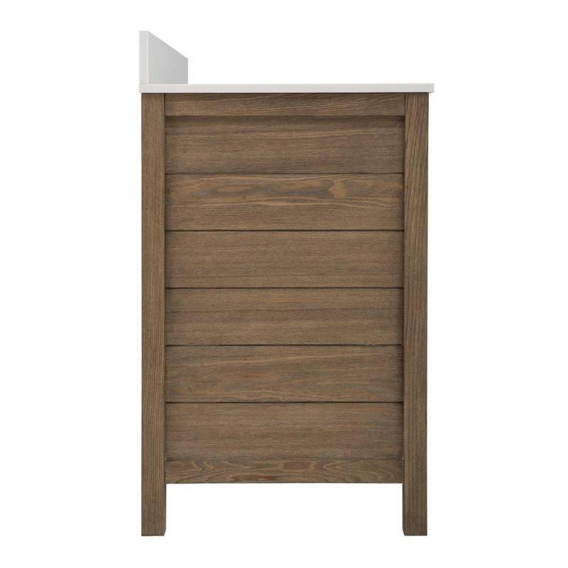 lot 34 image: Home Decorators Collection Stanhope 37 in. W x 22 in. D Vanity in Reclaimed Oak with Engineered Stone Vanity Top in Coffee with White Sink