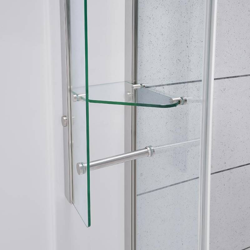 lot 46 image: Glacier Bay Glamour 34 in. x 76.40 in. Corner Drain Corner Shower Kit in Satin Nickel and White