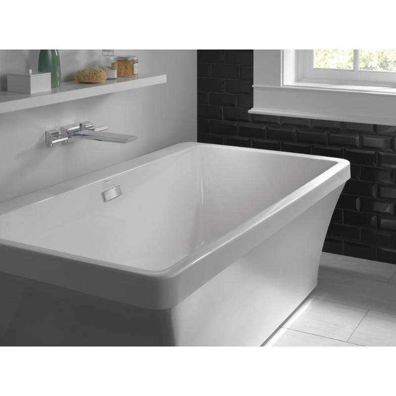 lot 48 image: Delta Everly 60 in. Acrylic Flatbottom Bathtub with Integrated Waste and Overflow in White