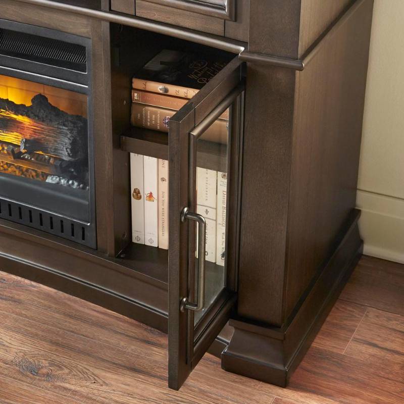 lot 57 image: Home Decorators Collection Oak Park 60 in. Freestanding Electric Fireplace TV Stand in Coffee
