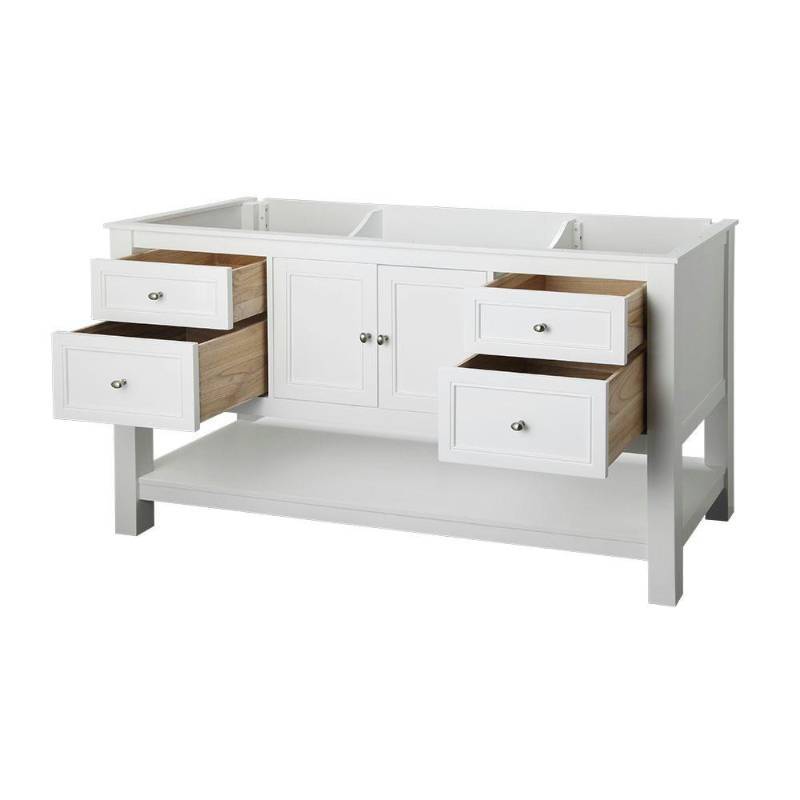 lot 74 image: Home Decorators Collection Gazette 60 in. W Bath Vanity Cabinet Only in White for Center Bowl Design - minor damage