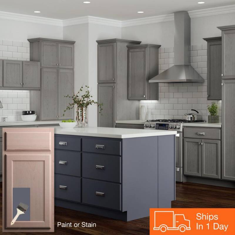 lot 81 image: Hampton Bay Hampton Unfinished Assembled 36x30x12 in. Wall Kitchen Cabinet in Beech