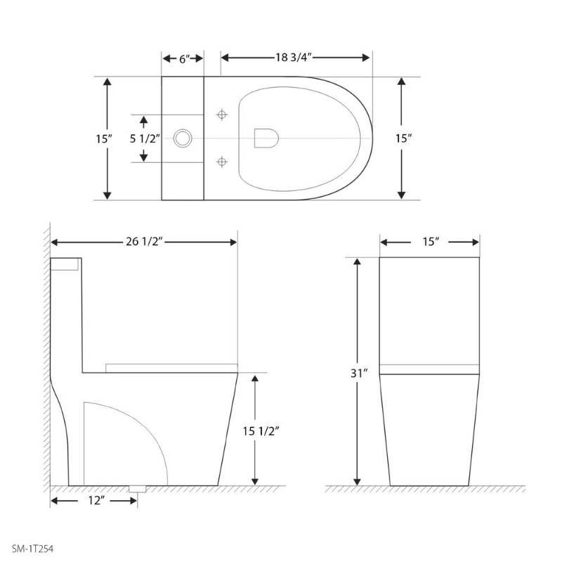 lot 83 image: Swiss Madison St. Tropez 1-Piece 0.81.28 GPF Dual Flush Elongated Toilet in White