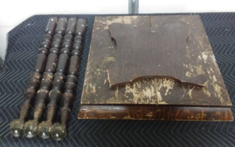 lot 8 image: Vintage Parlor Table (No Hardware) Glass Ball Claw Feet