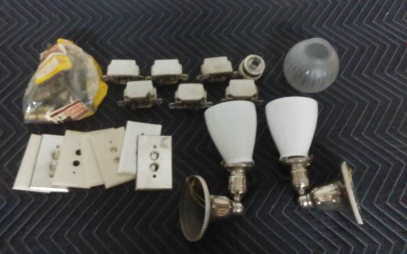 lot 20 image: Pair Of Vintage Wall Lamps With Globes, Other Electrical Related