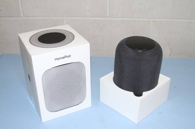 lot 3 image: Apple HomePod Home Pod Bluetooth High-Fidelity Home Audio Speaker Sound System - in Box