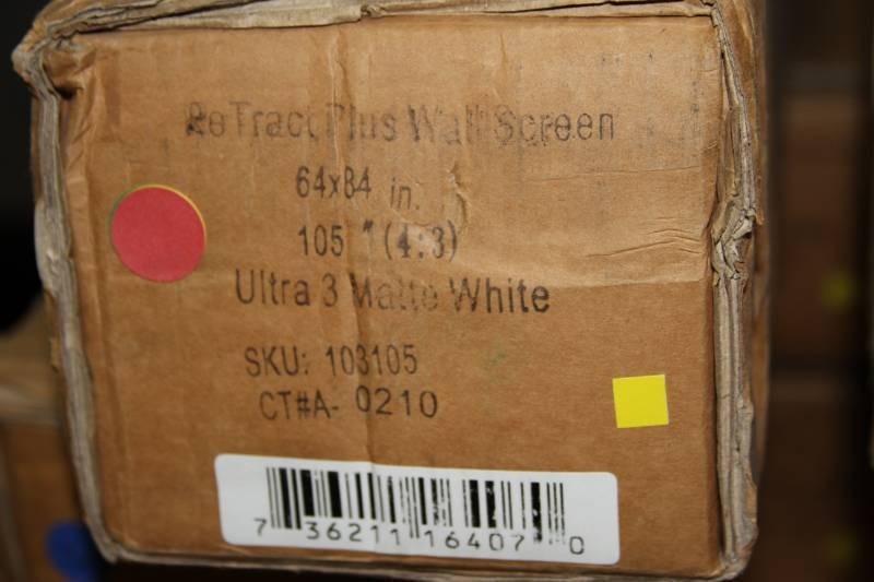 lot 11 image: Recordex ReTractPlus Ultra 3 Matte White Premium Wall Mount Video Projection Screen 64x84 (105)  - New in Box