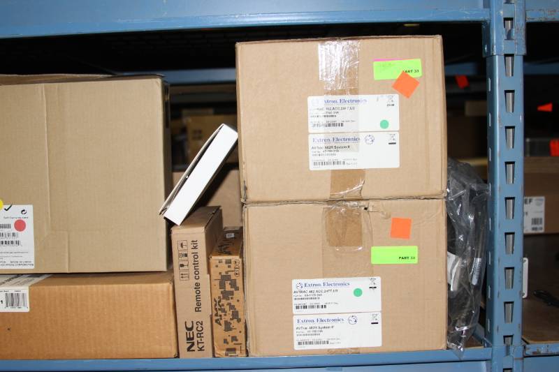 lot 83 image: Huge Lot  Entire 8 Shelf Section of Mostly New Items Extron Ergotron Polycom GE and More