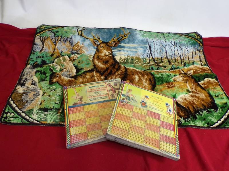 Vintage Punch Out Gambling Boards with Deer Wall Hanging