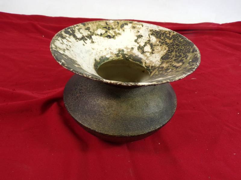 Heavy Porcelain over Brass Spittoon