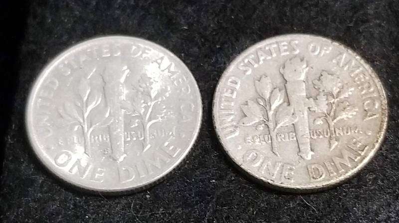 2 EARLY DATE ROOSEVELT DIMES 1949 1952-S (UNC)