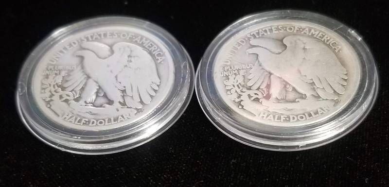 2 WALKING LIBERTY HALF DOLLARS 1928-S 1929-S IN AIRTITES